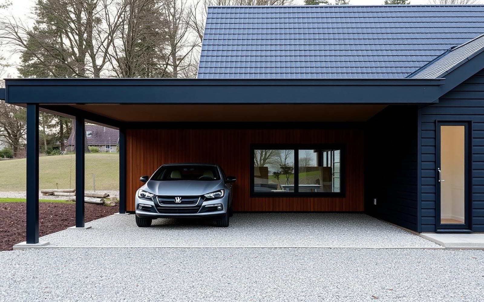 A dark timber privacy wall bordering a garden.